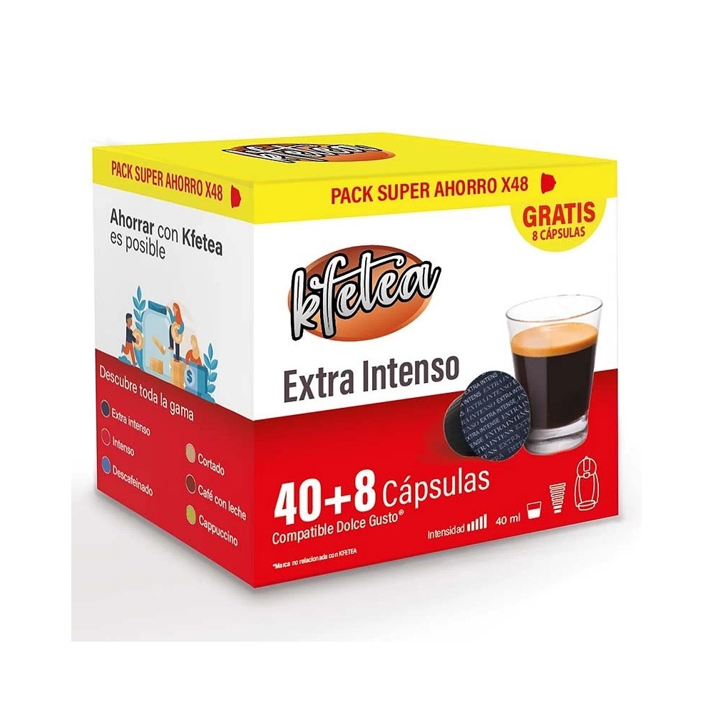 Extra Intenso Dolce gusto compatible  marca Kfetea 48 cápsulas, Formato Super Ahorro
