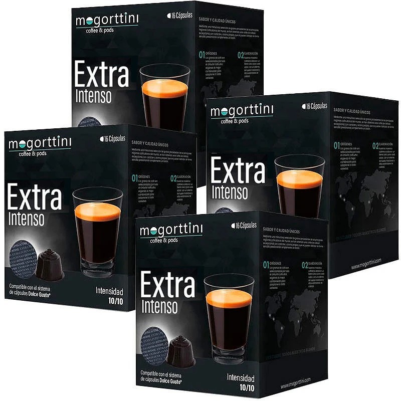 Extra Intenso Mogorttini 4 cajas de 16 cápsulas  compatible Dolce Gusto 8436583660706