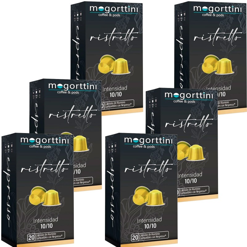 120 cápsulas Ristretto Mogorttini. Compatibles con Nespresso, en aluminio