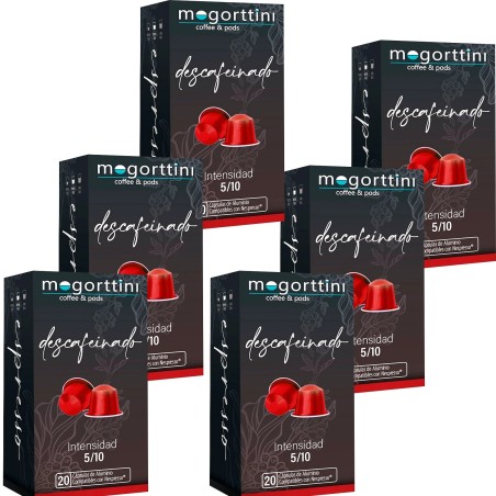 120 cápsulas Descafeinado Mogorttini 6 cajas Compatibles Nespresso