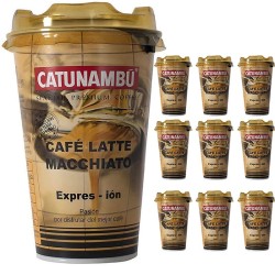 10 Café Latte Macchiato Catunambú para llevar. Professional Spanish Premium Coffe 220ml. 8436576473009