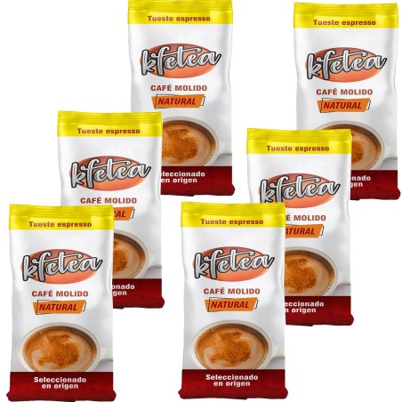 6 paquetes de Kfetea Natural café molido Intenso de 250 Gramos 6 paquetes de Kfetea Natural café molido Intenso de 250 Gramos