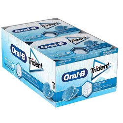 Trident Oral-B Menta , caja 12 paquetes X 10 chicles 7622201135225