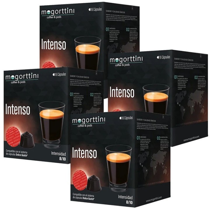 Intenso Mogorttini 4 cajas de 16 cápsulas  compatible Dolce Gusto 8436583660690