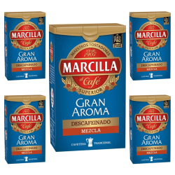 Pack de 5 Marcilla molido Gran Aroma descafeinado mezcla, 200 gramos