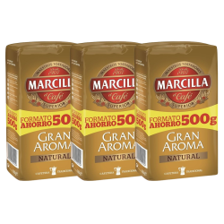 Pack dePack de 3 Marcilla molido Gran Aroma Natural, Formato Ahorro 500 gramos