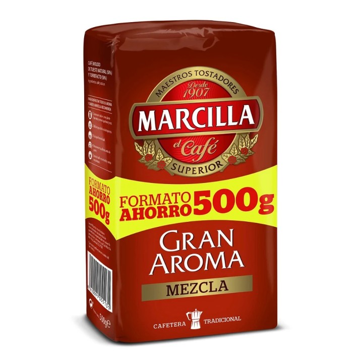 Marcilla molido Gran Aroma Mezcla 50/50 , Formato Ahorro 500 gramos