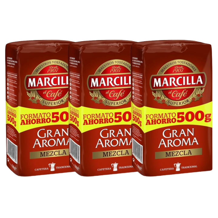 Pack de Marcilla molido Gran Aroma Mezcla 50/50  Formato Ahorro 500 gramos