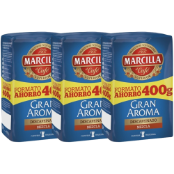 Pack de 5 Marcilla molido Gran Aroma Descafeinado Mezcla 50/50 Formato Ahorro 400 gramos