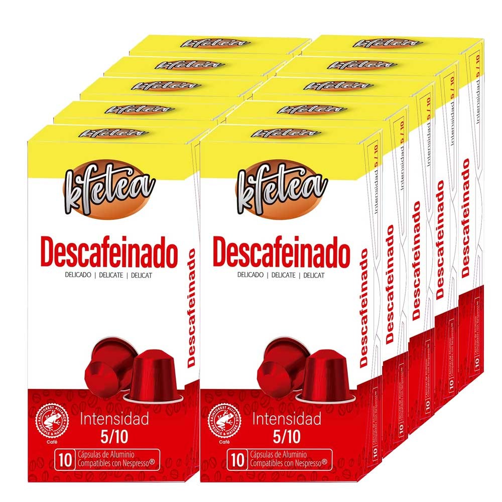 10 cajas de Descafeinado Kfetea Nespresso 100 cápsulas  rainforest alliance