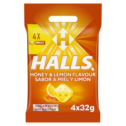Miel y Limón, caramelos Halls 4 sticks de 32 gramos