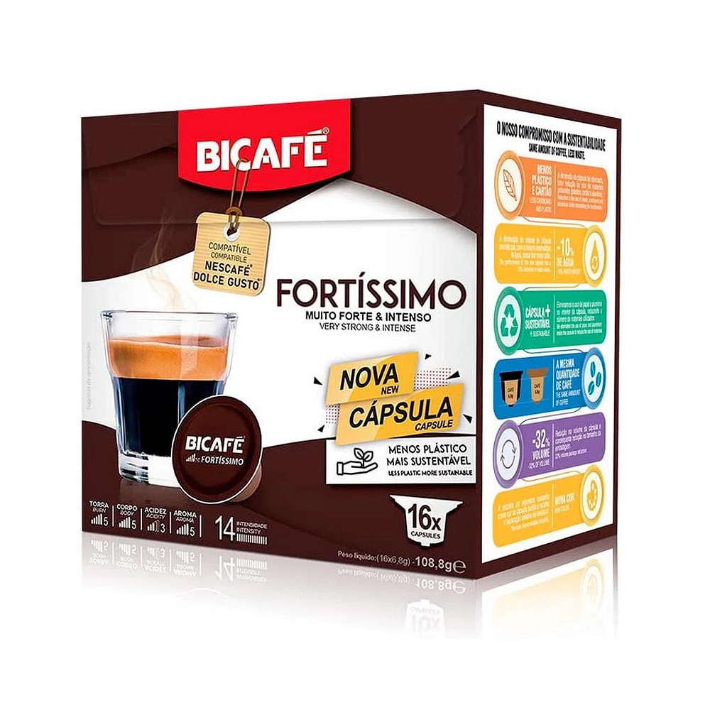 Fortissimo Espresso Bicafé, 16 cápsulas compatibles con Dolce Gusto 5601929002592