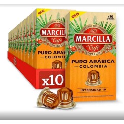 10 cajas Marcilla Puro Arábica Colombia, 100 cápsulas Nespresso