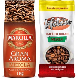 Marcilla Gran Aroma Mezcla 1kg en grano + 1kg Kfetea