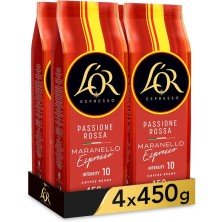 4 paquetes Passione Rossa Maranello Espresso de 450 g. Café en grano