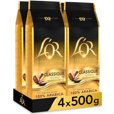 Classique L'or Crema Absolu Café en grano 4 bolsas de 500 gr Classique L'or Crema Absolu Café en grano 4 bolsas de 500 gr