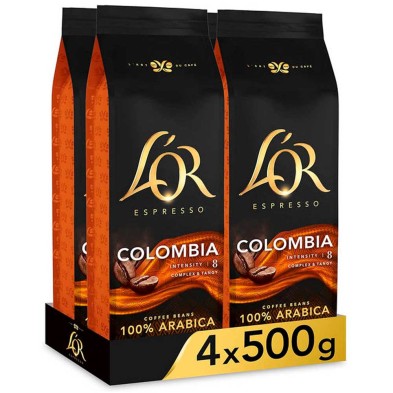 Colombia 4 paquetes de 500 gr. Café en grano L'or Colombia 4 paquetes de 500 gr. Café en grano L'or