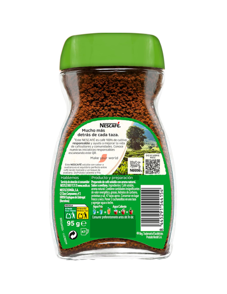 Café Soluble Nescafé Avellana Tarro 95 gr Reverso