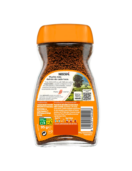 Café Soluble Nescafé Caramelo Tarro 95 gr reverso