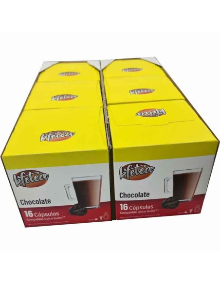 Chocolate Kfetea 6 cajas de 16 cápsulas compatibles Dolce Gusto