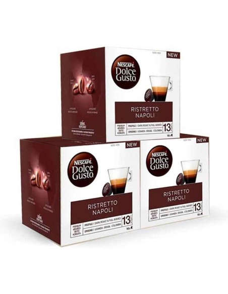 Ristretto Napoli Style 3 cajas de 16 cápsulas de café Dolce Gusto