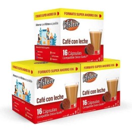 Cafe con leche Kfetea 3 cajas de 16 capsulas