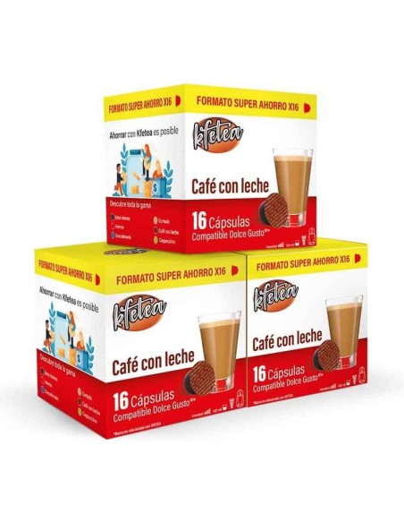 Café con leche Kfetea: Cápsulas Compatibles Dolce Gusto