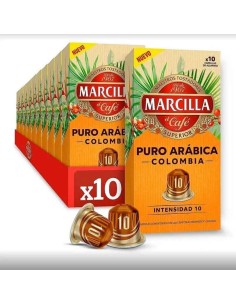 10 cajas Marcilla Puro Arábica Colombia, 100 cápsulas Nespresso