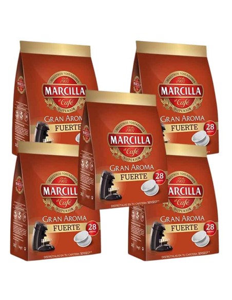 5 Unidades de Café FUERTE Marcilla Gran Aroma, 28 monodosis Senseo Marcilla
