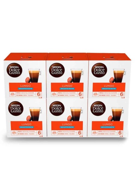 Descafeinado Cafe Lungo 6 cajas de 16 cápsulas Dolce Gusto