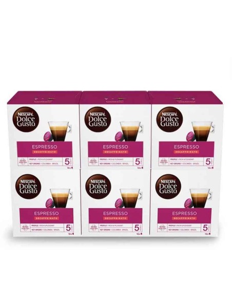 Descafeinado Cafe Lungo 6 cajas de 16 cápsulas Dolce Gusto