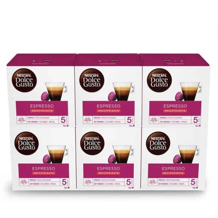 Descafeinado Cafe Lungo 6 cajas de 16 cápsulas Dolce Gusto