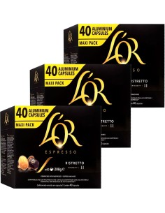 3 cajas Ristretto L'OR 40 Cápsulas Maxi Pack compatibles Nespresso