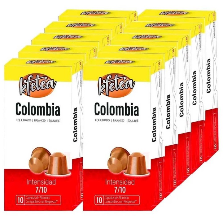 10 cajas de Colombia compatibles Nespresso 100 capsulas Kfetea