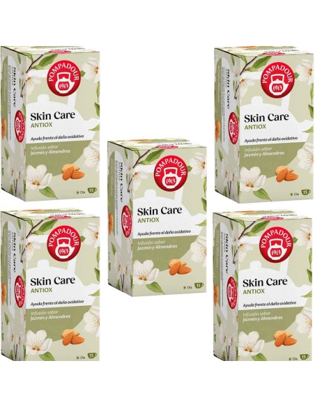 5 Cajas Skin Care Antiox Pompadour 15 infusiones Fuente de Vitamina E y C