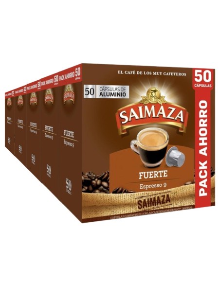 Café Fuerte Saimaza 5 Cajas PACK AHORRO 250 cápsulas de aluminio compatibles Nespresso