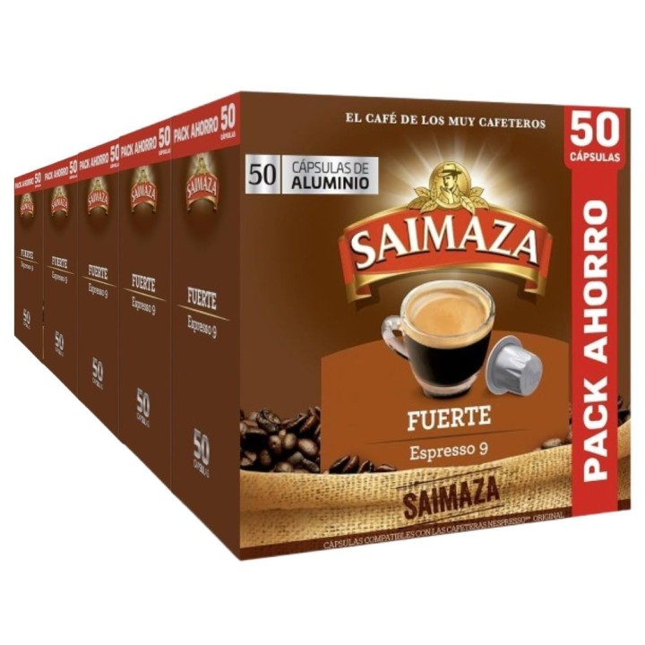 Café Fuerte Saimaza 5 Cajas PACK AHORRO 250 cápsulas de aluminio compatibles Nespresso