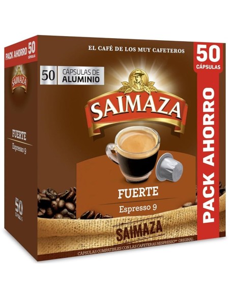 Saimaza Café Fuerte PACK AHORRO 50 cápsulas de aluminio compatibles Nespresso