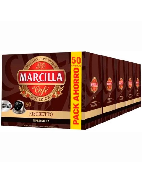 Ristretto Marcilla 5 cajas de 50 cápsulas compatibles Nespresso