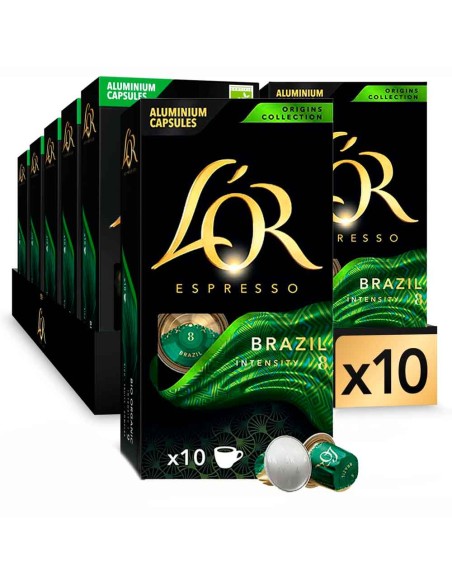 Brasil 10 cajas de 10 capsulas aluminio compatibles Nespresso