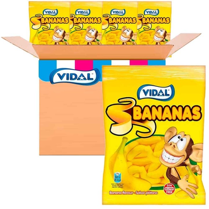 Bananas Vidal  14 bolsas de 90 gr de gomonolas