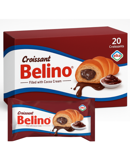 Croissants rellenos de Chocolate Belino , caja de 20 unidades de 60 gr