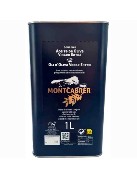 Aceite Montcabrer  Virgen Extra 1 litro procedencia Comunidad Valenciana
