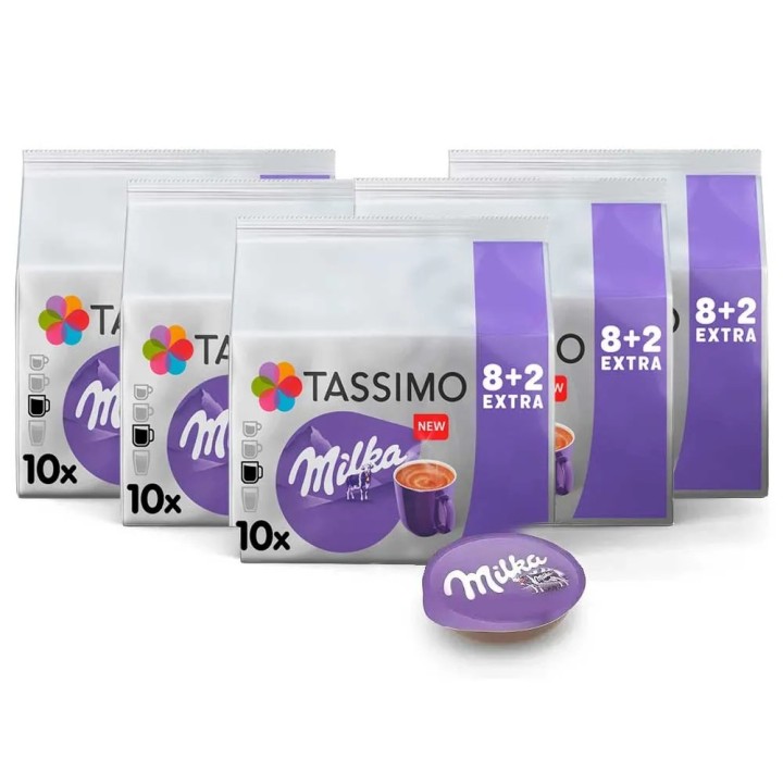 Pack 5 cajas de Chocolate Milka en cápsulas 10 Tdisc para el sistema de capsulas Tassimo 8711000500583