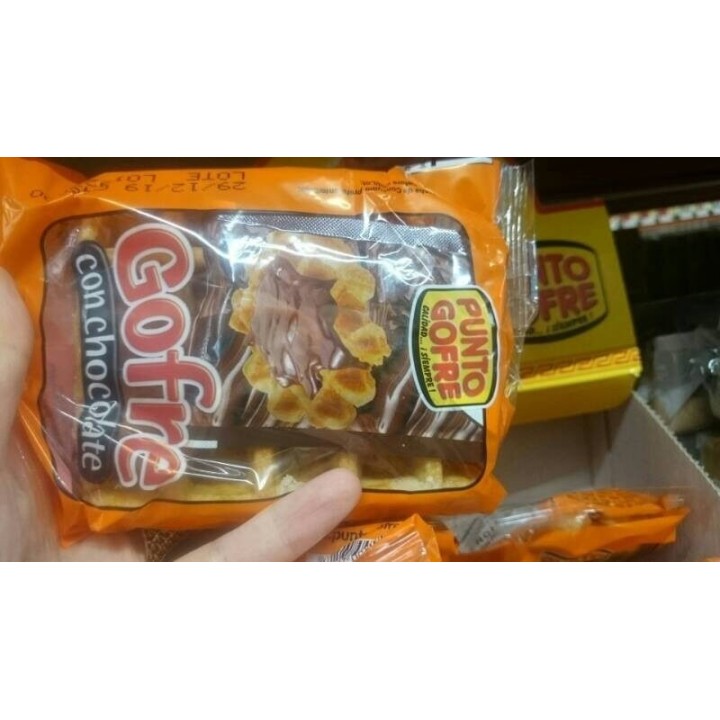 10 Gofres con chocolate. Envasados individualmente