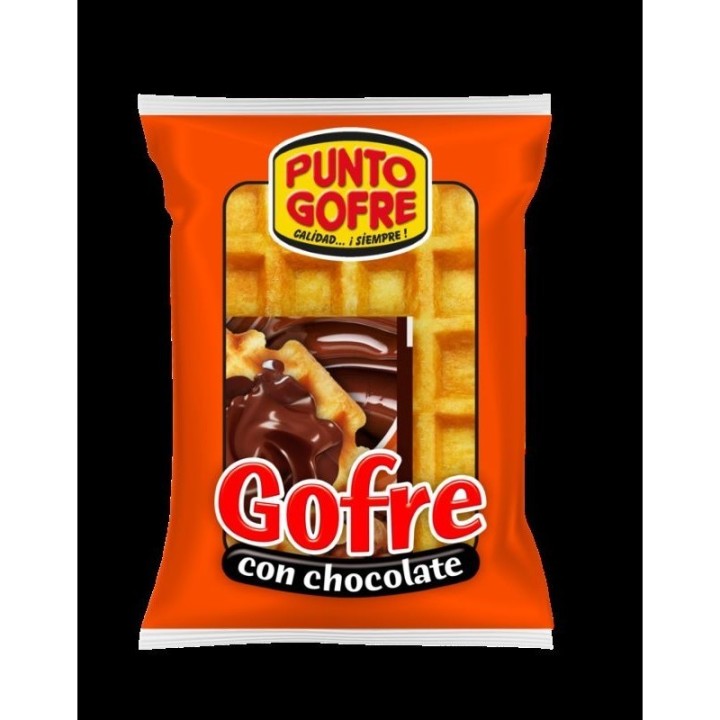 10 Gofres con chocolate. Envasados individualmente