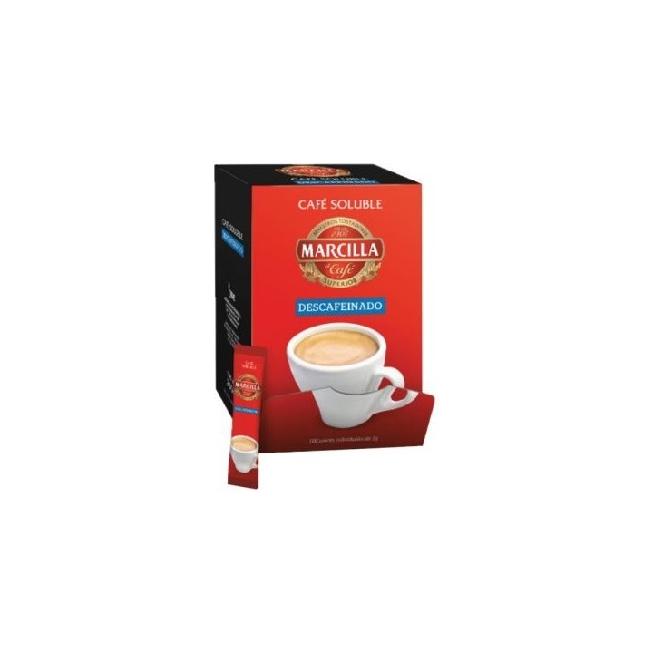 Marcilla soluble descafeinado, 100 sobres de 2 gramos