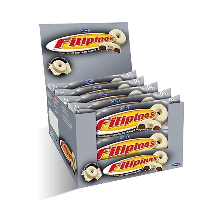 Caja Filipinos chocolate blanco Artiach 67gr, 18 ud