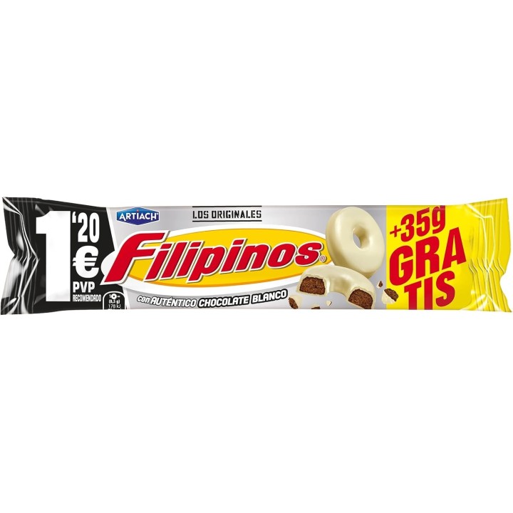 Caja Filipinos chocolate blanco Artiach 67gr, 18 ud