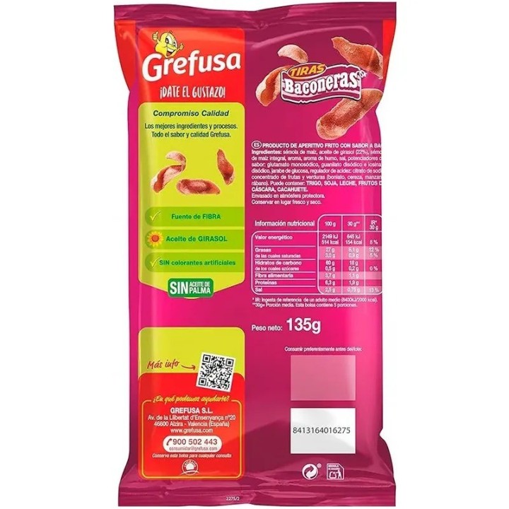 Tiras Baconeras Grefusa caja 30 unidades de 33 gramos